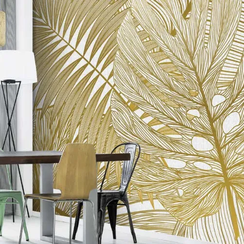 Carta da parati color bianco e oro Foglie dai Preziosi Colori CP0224 di Pintdecor