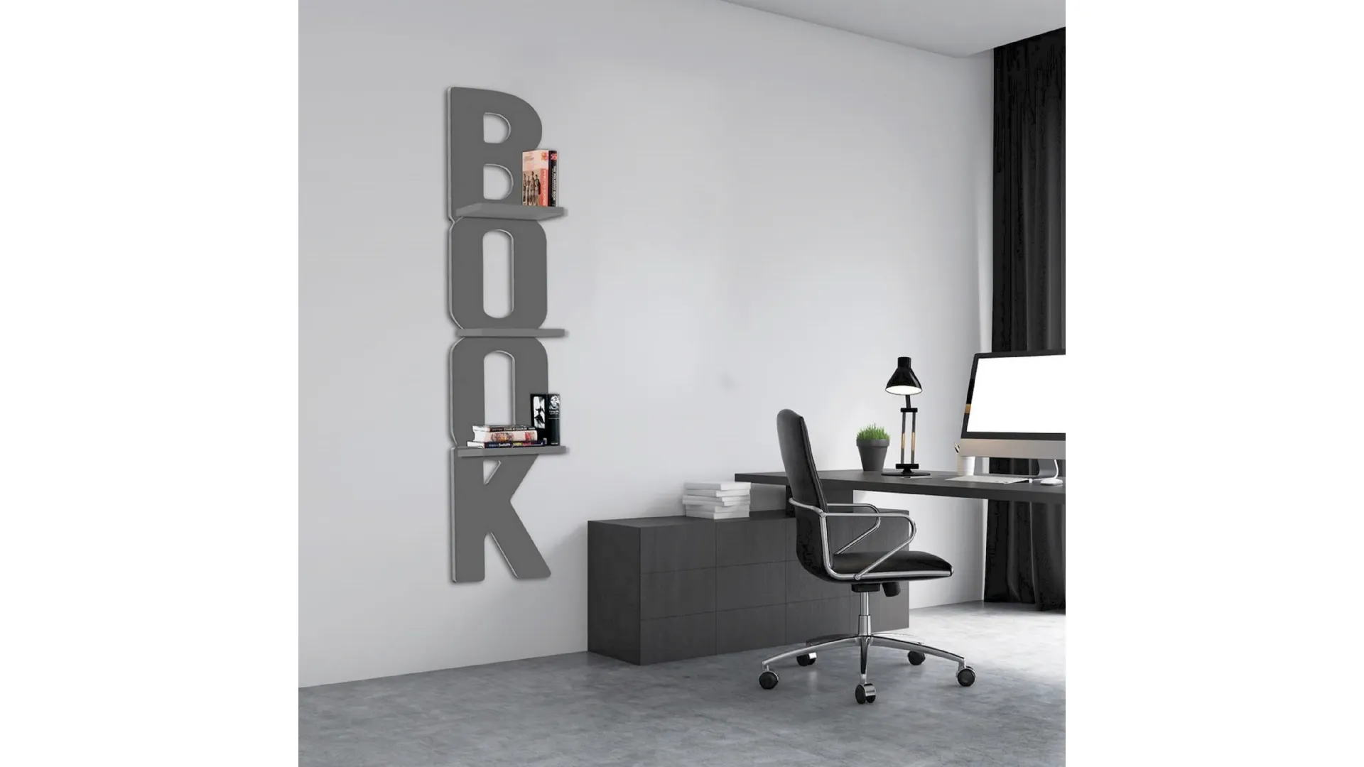 Mensole Dark Grey Book di Pintdecor