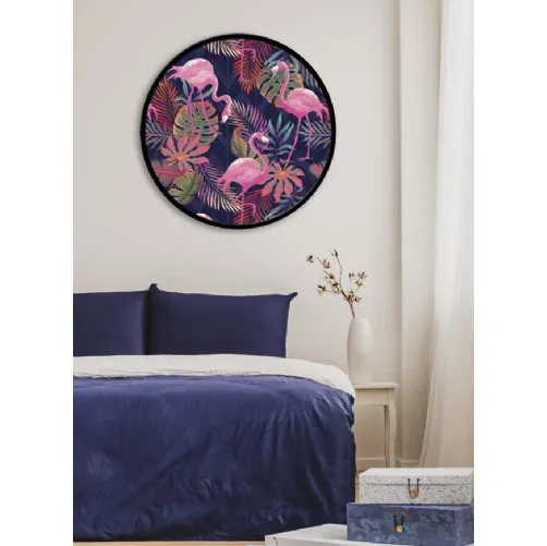 Quadro tondo Fenicotteri Incorniciati con cornice in metallo di Pintdecor