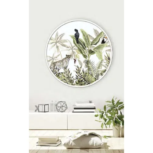 Quadro tondo Giungla Incorniciata con cornice in metallo di Pintdecor