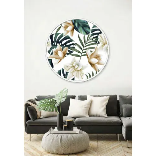 Quadro tondo Orchidee con cornice in metallo di Pintdecor