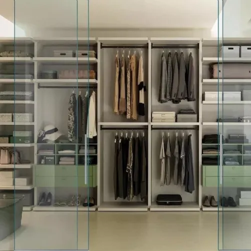 Cabina Armadio in laminato quarzo e laccato flora NC402 di Moretti Compact