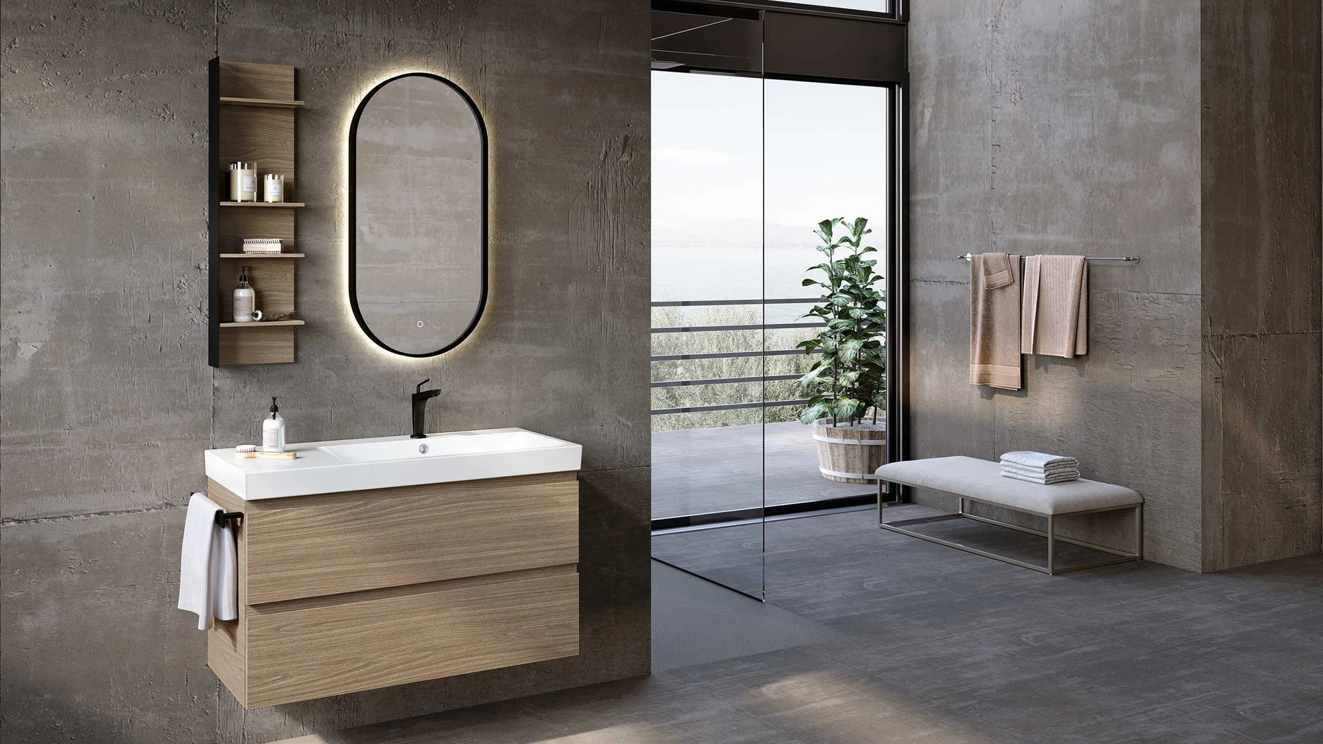Mobile da Bagno sospeso Block System Just C34 di Baxar