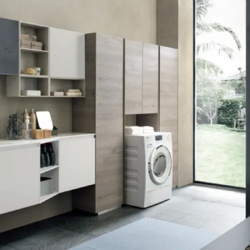 Mobile da Lavanderia Laundry System C07 in melaminico e laccato opaco di Baxar
