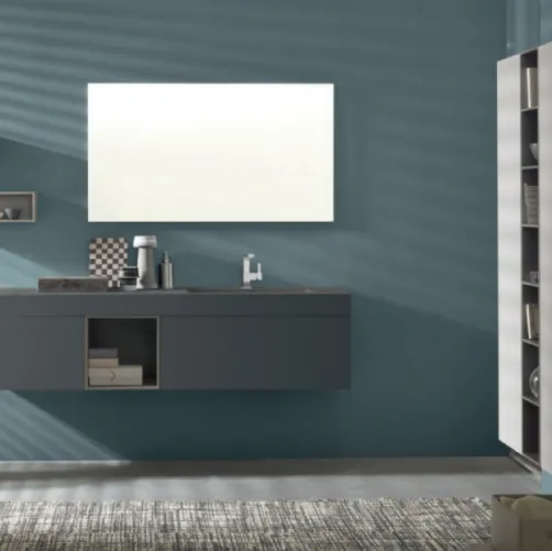 Mobile da Bagno sospeso M System C003 in laminato Grigio Londra di Baxar