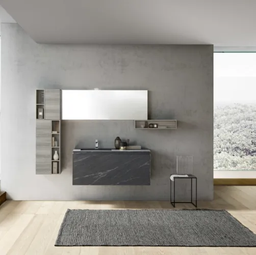 Mobile da Bagno sospeso M2 System C204 in HPL Unicolor Ardesia di Baxar