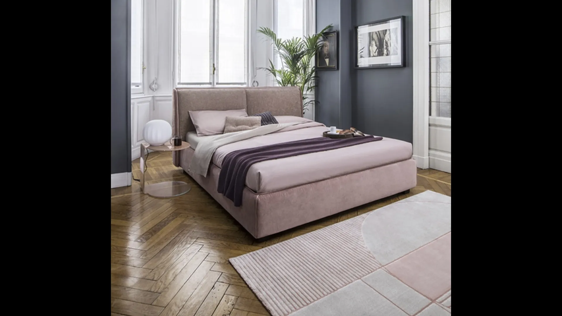 Letto con testiera e box contenitore Dolly di Calligaris