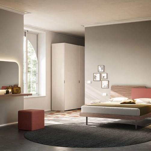 Letto matrimoniale Loli Night 19 in materico Noce e Mattone di Orme