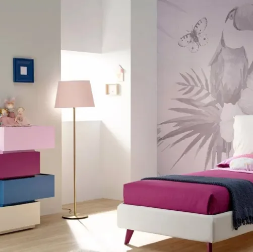 Letto imbottito in tessuto con testiera SC207 di Moretti Compact