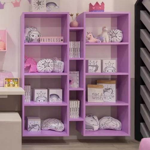 Libreria sospesa in laccato lilla MC034 di Moretti Compact