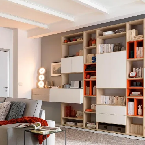 Libreria in melaminico larice e frassino Wallbox LV117 di Moretti Compact