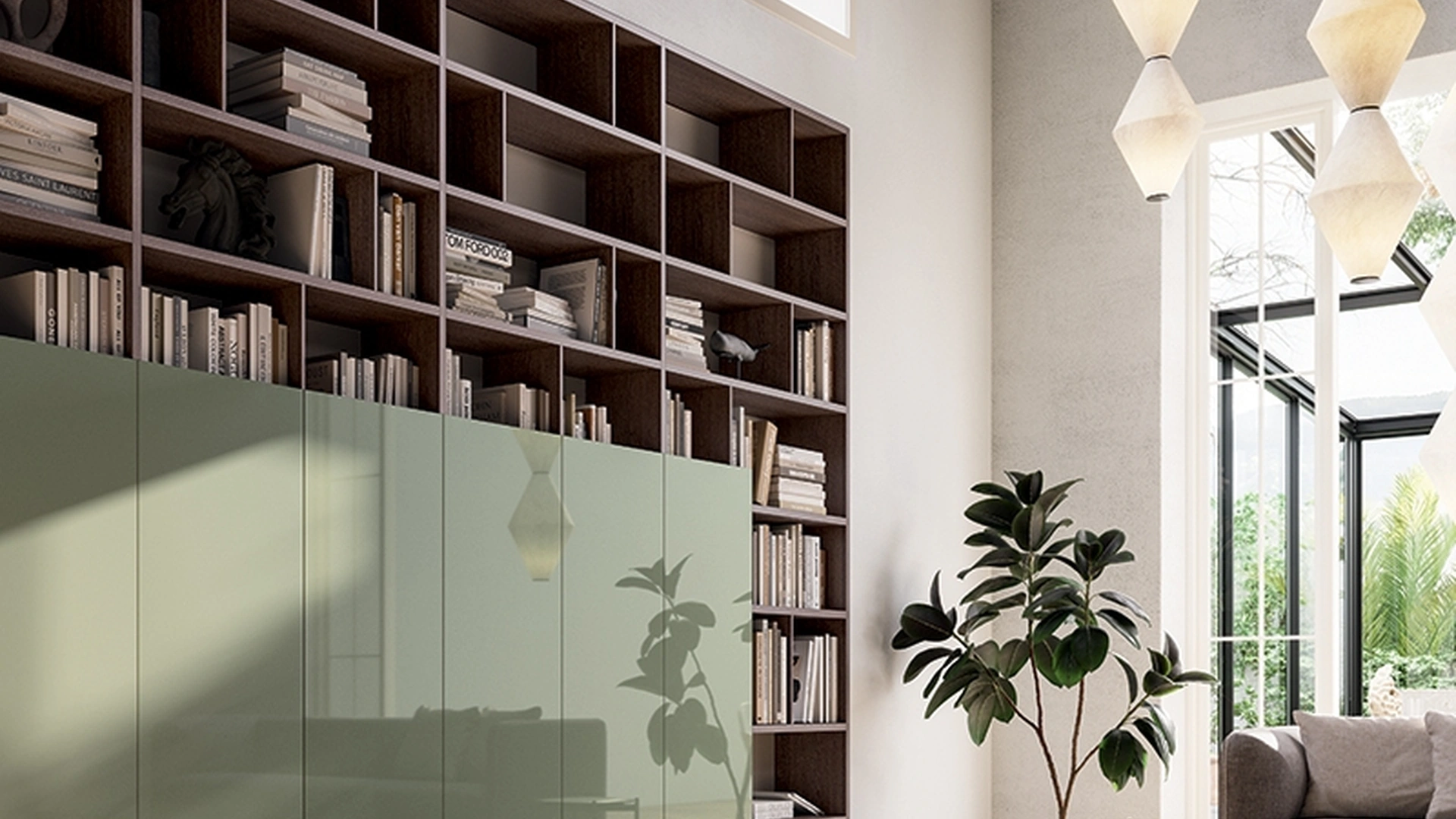 Libreria Speed Componibile in legno e laccato lucido di Dall'Agnese