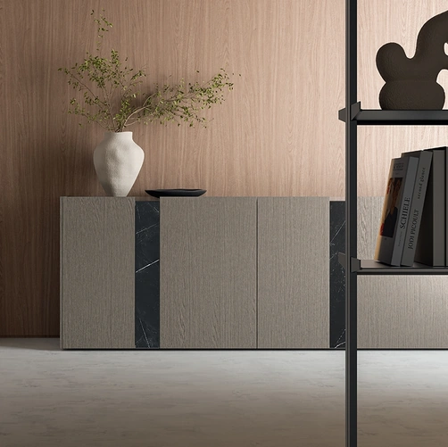 Madia DA45 in essenza Rovere con inserti in gres di Dall'Agnese