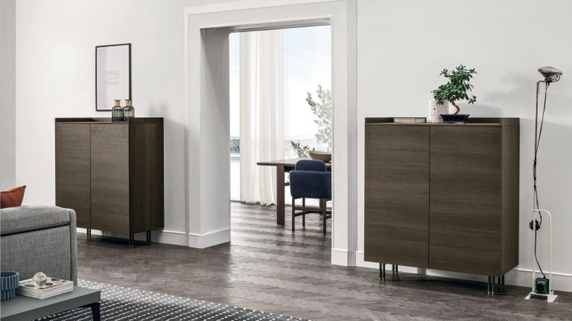 Madia Verticale Sir S05 in materico rovere moka di Tomasella