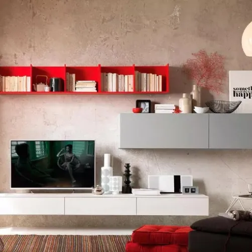 Parete attrezzata sospesa moderna LV112 di Moretti Compact