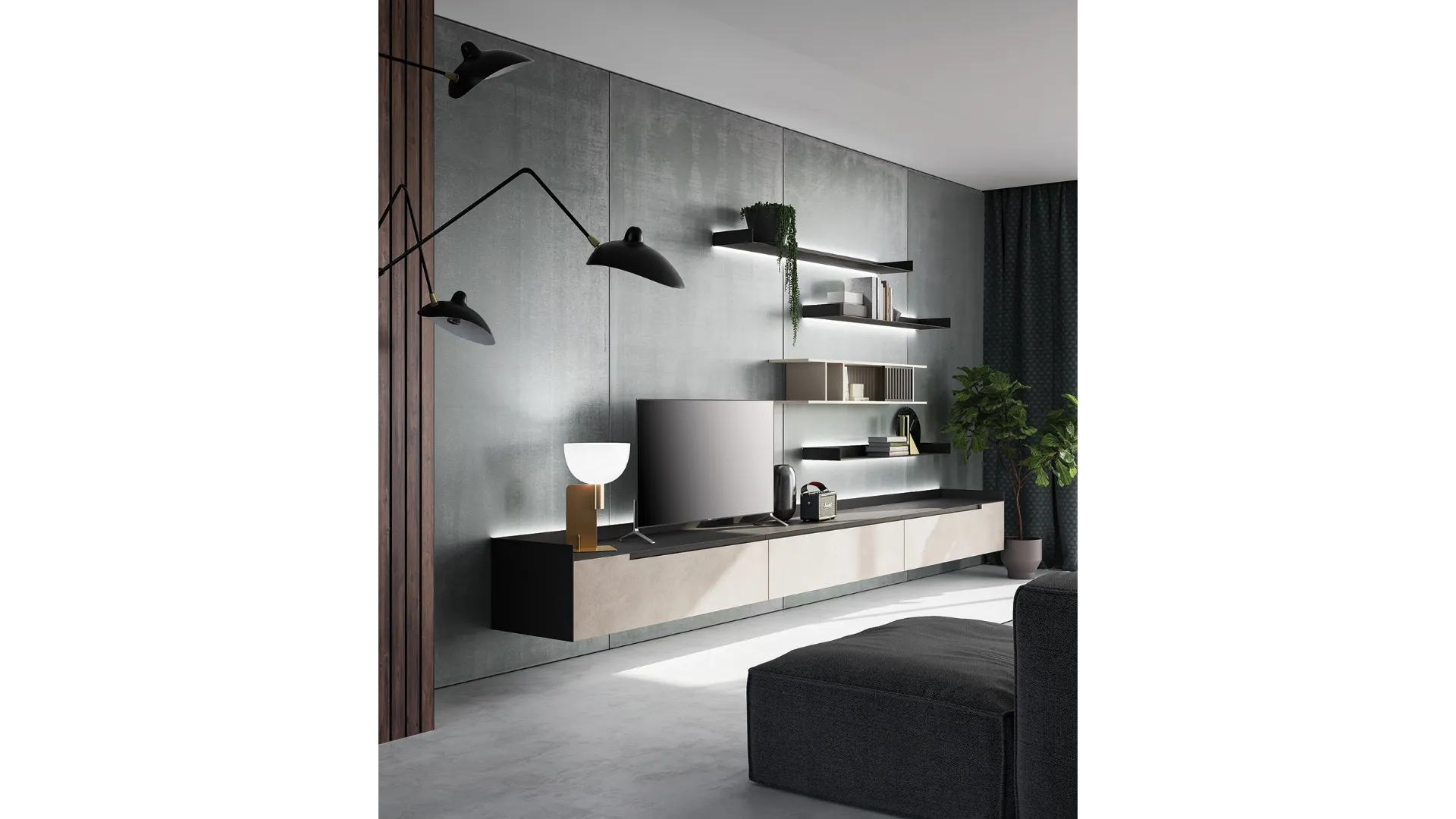 Parete attrezzata Slim Up Comp 03 Resina Tortora di Dall'Agnese