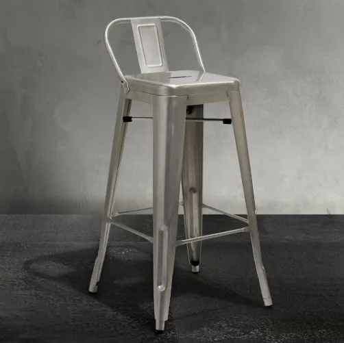 Sgabello Route 66 Back Stool 65 in metallo di La Seggiola