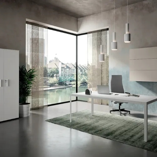 Scrivania Direzionale D1 02 in laccato bianco opaco di Colombini Office
